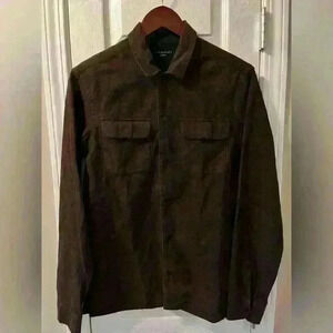 Mens All  Saints Button Down Shirt XS Chocolate Brown